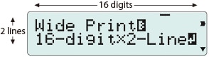 Large 16-digit, 2-line LCD