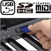 USB / SD memory card / General MIDI / Versatile expandability