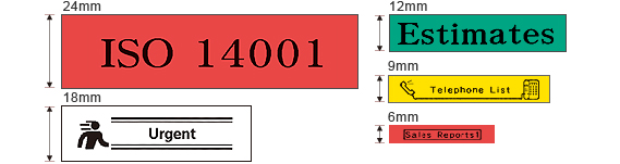 Handles 24, 18, 12, 9 and 6mm tape widths.