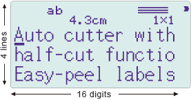 Large, easy-to-read, 16-digit, 4-line LCD